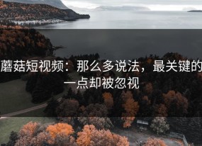 蘑菇短视频：那么多说法，最关键的一点却被忽视