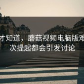 用了才知道，蘑菇视频电脑版难怪每次提起都会引发讨论