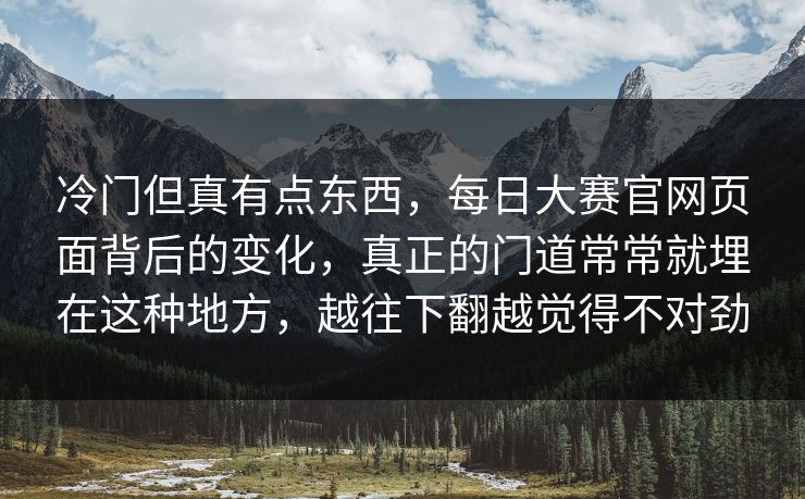 冷门但真有点东西，每日大赛官网页面背后的变化，真正的门道常常就埋在这种地方，越往下翻越觉得不对劲