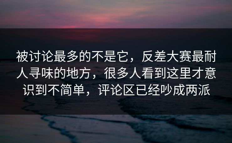 被讨论最多的不是它，反差大赛最耐人寻味的地方，很多人看到这里才意识到不简单，评论区已经吵成两派