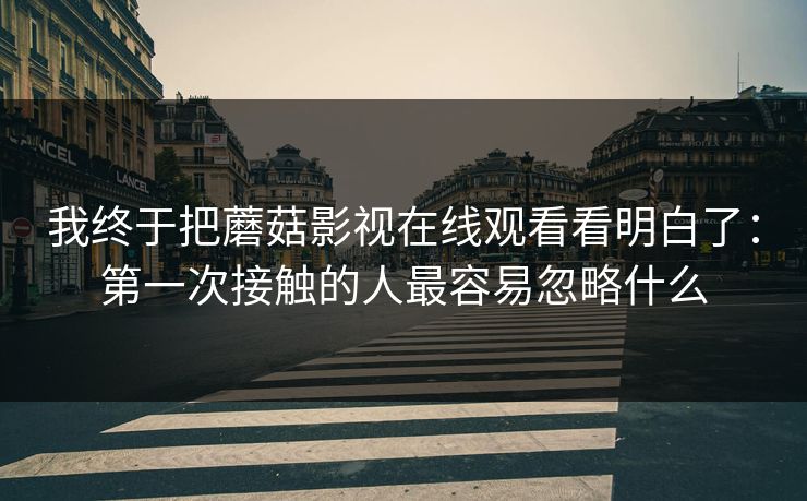 我终于把蘑菇影视在线观看看明白了：第一次接触的人最容易忽略什么