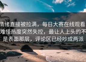 情绪直接被拉满，每日大赛在线观看，难怪热度突然失控，最让人上头的不是表面那层，评论区已经吵成两派
