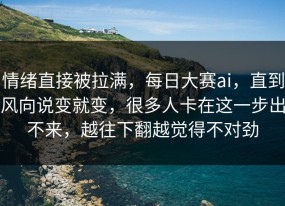 情绪直接被拉满，每日大赛ai，直到风向说变就变，很多人卡在这一步出不来，越往下翻越觉得不对劲