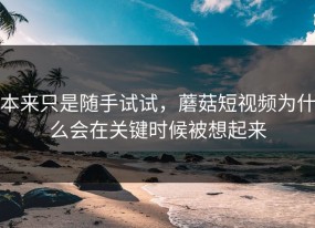 本来只是随手试试，蘑菇短视频为什么会在关键时候被想起来
