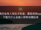 真的会有人现在才知道，蘑菇视频app下载为什么会被人默默收藏起来