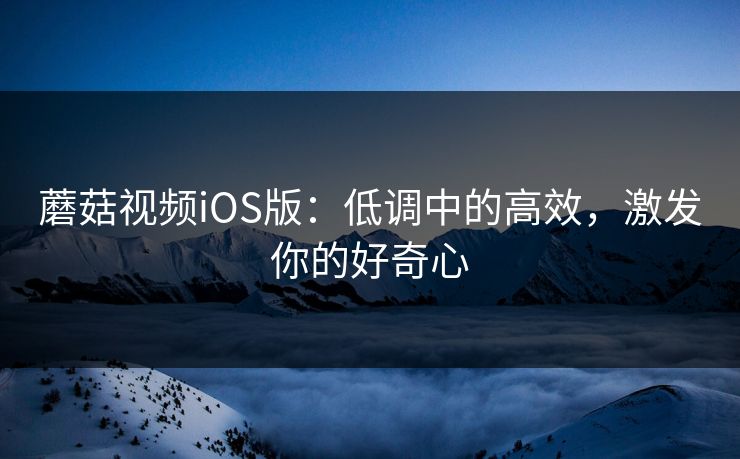 蘑菇视频iOS版：低调中的高效，激发你的好奇心