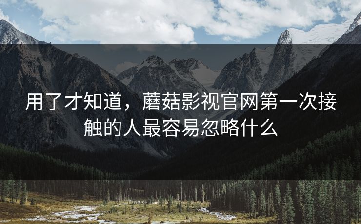 用了才知道，蘑菇影视官网第一次接触的人最容易忽略什么