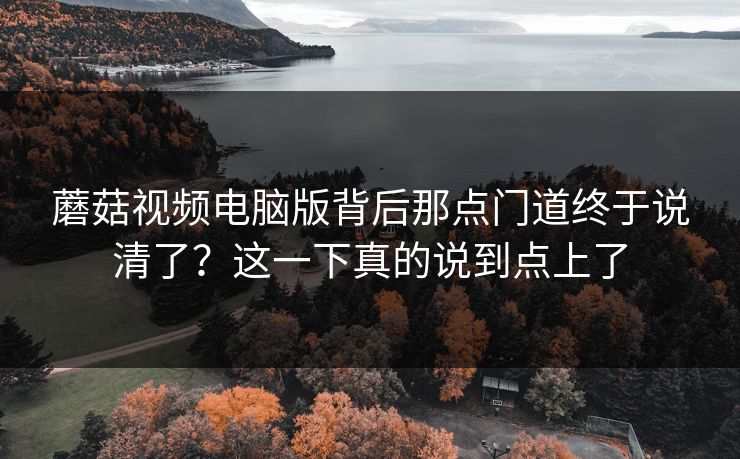 蘑菇视频电脑版背后那点门道终于说清了?这一下真的说到点上了 蘑菇视频电脑版背后那点门道终于说清了?这一下真的说到点上了